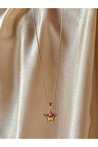 D&Z ACCESSORİES Star Necklace |   Gold Color Zircon Stone Double Layer Steel ...