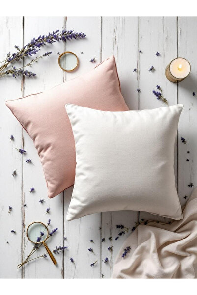 JACA 2-Piece Square Linen Fabric Solid Color Throw Pillow Cover (2 Pieces)