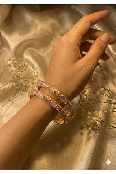 Ashley Collection Kalın Mor Mineli Şık Motifti Kelepçeli Bileklik