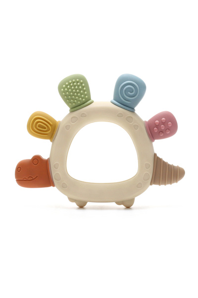 Moon Piece dinasour 2025 new cartoon Silicone Teether,Food Grade Teething Ring Sensory Toys for Toddlers,Silico