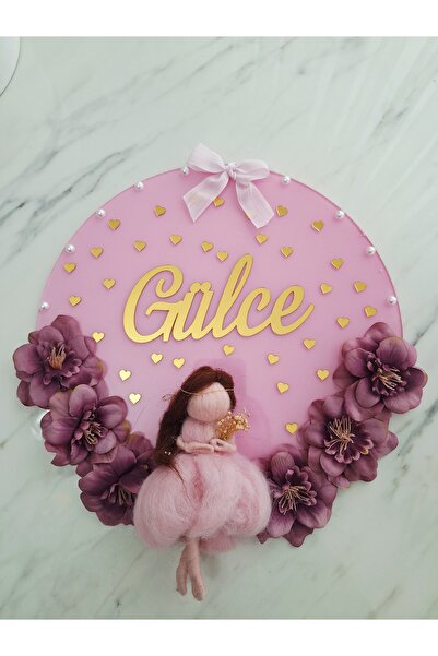 Yakamoz Style Bebek kapı süsü pleksi 30 cm peri kız süslemeli