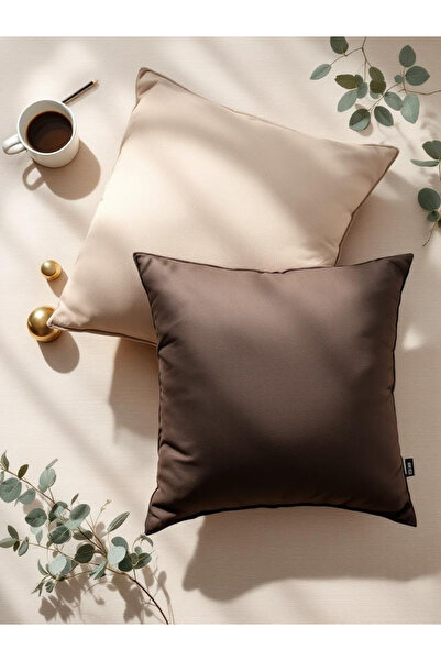 JACA 2-Piece Square Linen Fabric Solid Color Throw Pillow Cover (2 Pieces)