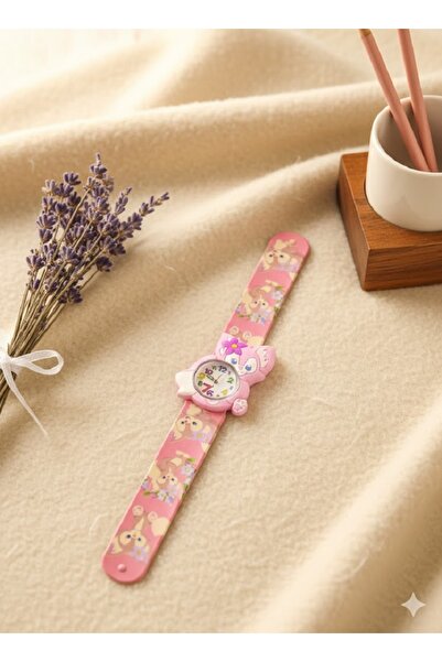 TChic Pink Children's Watch with Cat Figure