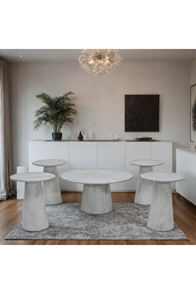 Tasamem Dafia 5-piece marble tea table set