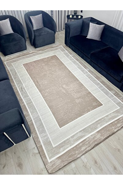 VELANORA HOME غطاء سجادة عصري بإطار ونمط بسيط مع قاعدة مرنة ومضادة للانزلاق قابلة للغسل