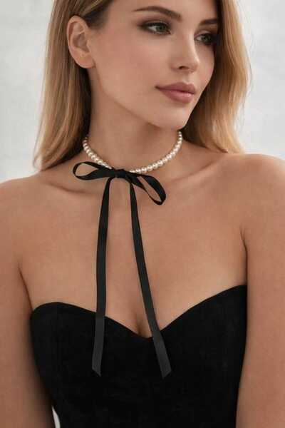 MAKSESUAR Kadın Fiyonk Bağlamalı İncili Kolye