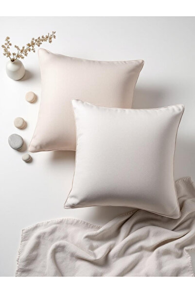 JACA 2-Piece Square Linen Fabric Solid Color Throw Pillow Cover (2 Pieces)