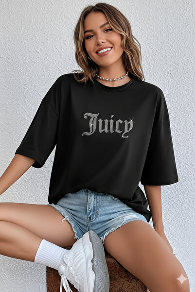 Bozz&Bozz Collection Γυναικείο μπλουζάκι oversized Juicy Crystal Stone με τύπωμα