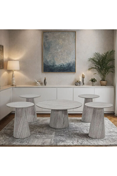 Tasamem Dafia 5-piece marble tea table set