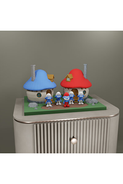 Pixra Diorama Küçük Şirinler Köyü - Özel Koleksiyon (15 cm uzunluk , 23 cm ge...