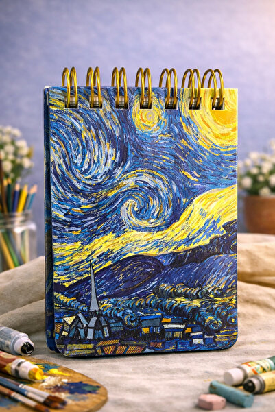 matheon دفتر فان جوخ حلزوني 11×7.5 سم 70 ورقة |   دفتر ملاحظات صغير |   حافظة...