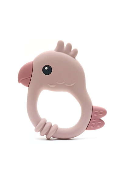 Moon Piece عضاضة ببغاء ملونة بتصميم جديد وردي لعام 2015 - لعبة تسنين للأطفال مصنوعة من السيليكون الآمن غذائيًا (خالية من مادة BPA)