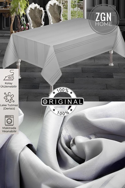 ZGNHome Colber Seamless Tablecloth 160X220 Stain Resistant Fabric - Gray