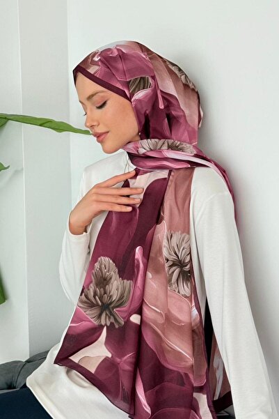 Hazamoda Yasemin Dijital Şal Gül Kurusu