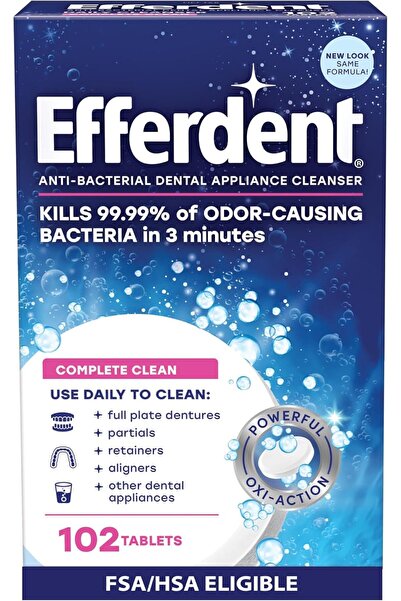 efferdent أقراص تنظيف أجهزة تقويم الأسنان، أقراص تنظيف أطقم الأسنان لأجهزة طب...