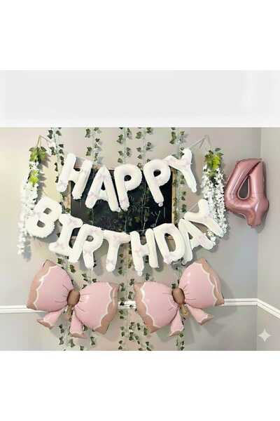 ÇITIPITISTORE مجموعة حفلات أعياد الميلاد من الفويل الأبيض مع فيونكة لعيد المي...