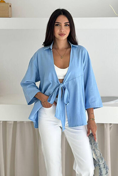 Noa&Noa Women's Tie-Up Summer Shirt – Blue Breeze