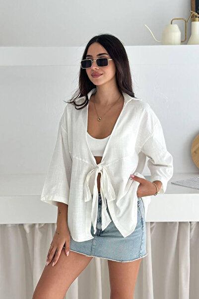 Noa&Noa Women's Tie-Up Summer Shirt – Blue Breeze