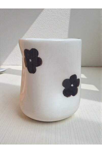 YUUGI CERAMIC Dark Brown Flower Patterned Amorphous Coffee Cup |   Handmade C...