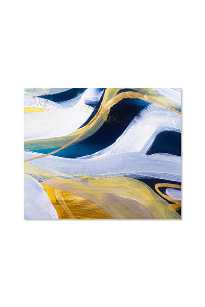 Printoot Abstract Canvas Wall Art - Navy Blue Yellow Gold Modern Painting Home Decor Living Room Bedroom