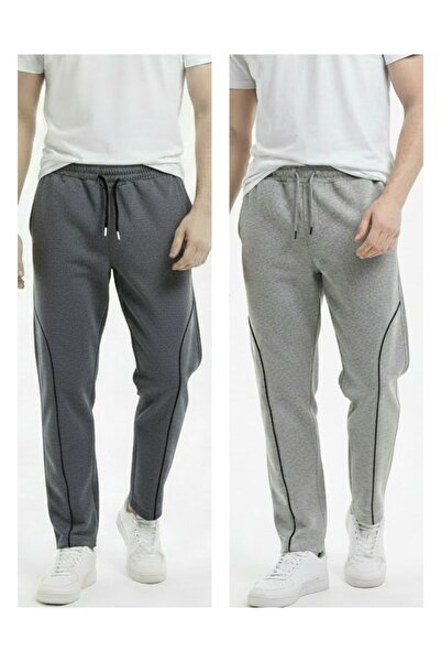 MODENZO Men's 2-Pack Piped Baggy Casual Sweatpants with Back Pockets 2 Drawst...