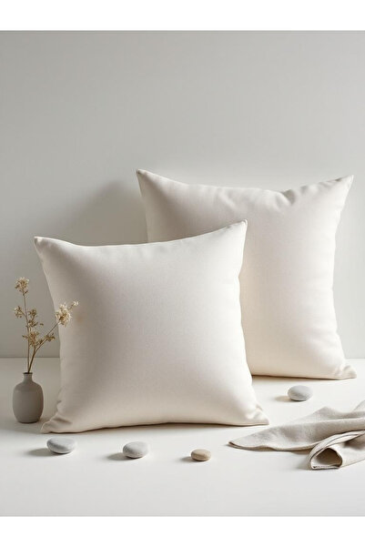 JACA 2-Piece Square Linen Fabric Solid Color Throw Pillow Cover (2 Pieces)