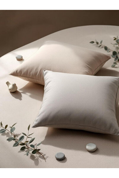 JACA 2-Piece Square Linen Fabric Solid Color Throw Pillow Cover (2 Pieces)