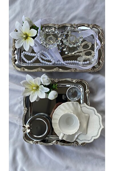 Z&B FLOWERS Nişan Tepsisi Söz Tepsisi Ayaksız Tepsi Damat Fincan Seti Düğün N...