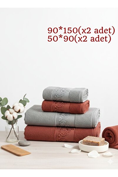 miruza ev tekstil %100 PAMUK 4'LÜ BATTAL BOY HAVLU SETİ