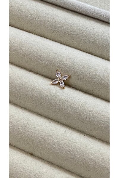 SELUVİA 4 Yapraklı Çiçek Model Çelik Tragus Earcuff Piercing – Kadın Küpe