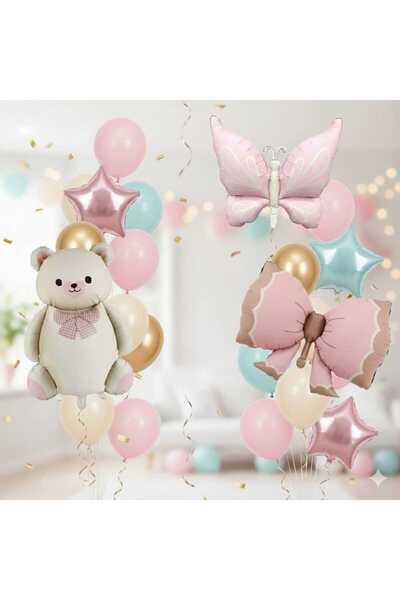 ÇITIPITISTORE مجموعة بالونات حفلات مع فيونكة على شكل فراشة وبالونات كريمية عل...