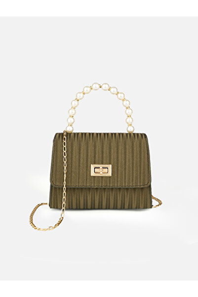 Rivina Mura Women's Pearl Detailed Chain Strap Lock Cover Hand and Shoulder Bag