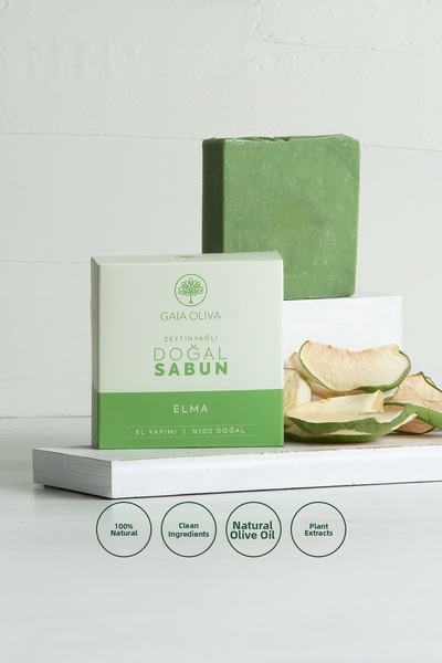 Gaia Oliva صابون طبيعي مصنوع يدويًا مع التفاح وزيت الزيتون