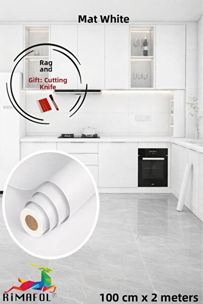 RİMAFOL Folie de acoperire pentru dulapuri de masă pentru mobilier ALB MAT 10...