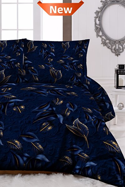 MonoHome طقم غطاء لحاف مزدوج من القطن فرع أزرق طبيعي