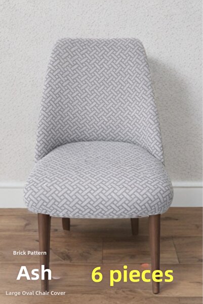 AKBU Kitchen Chair Cover - Large Oval Lycra Full Wrap Washable Elastic Chair Cover Set of 6