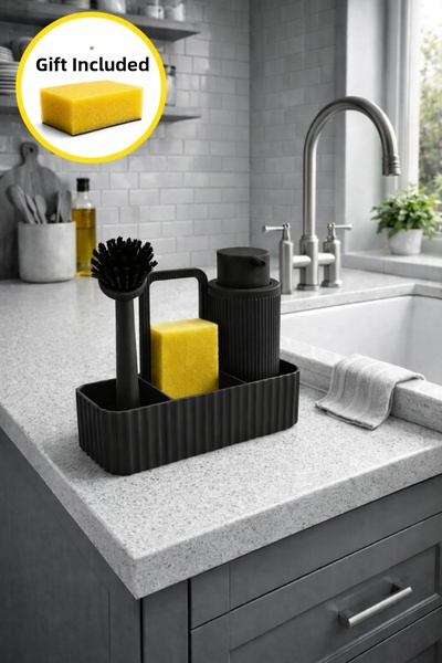 ALYAm HOME مجموعة الصابون السائل الأسود الفاخر - مطبخ مع حامل قماش مناسب