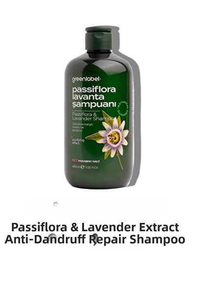 Greenlabel 400 مل باسيفلورا وخلاصة اللافندر - شامبو للعناية بالقشرة خالي من البارابين والملح