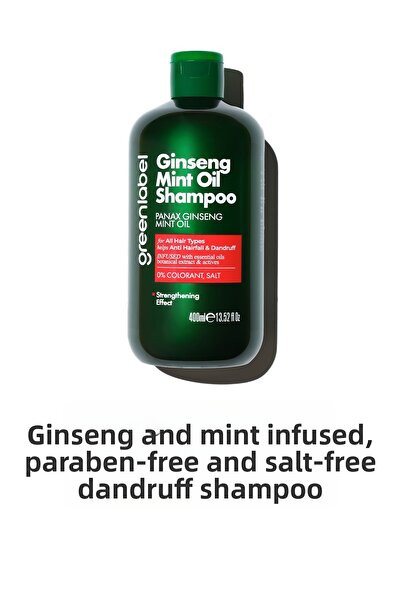 Greenlabel شامبو إصلاح وإصلاح خالي من البارابين بخلاصة الجينسنغ والنعناع 400 مل من Greenlabel - خالي من الملح ومضاد للقشرة