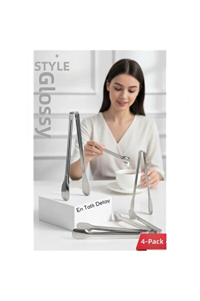 shopwave Steel 4-Piece Candy Tongs 13 cm |   Ice, Lemon, and Cube Sugar Servi...