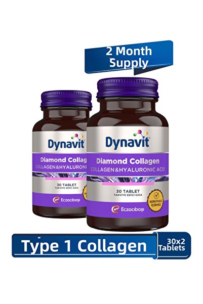 Dynavit Collagen&Hyaluronic Acid Complex 30 Tablets X2-Hair&Skin&Nail-Hydrolyzed Peptide Type 1 Fish Collagen