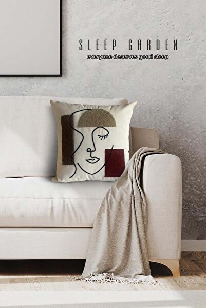 Sleep Garden Woman's Face Brown Punch Throw Pillow 45X45
