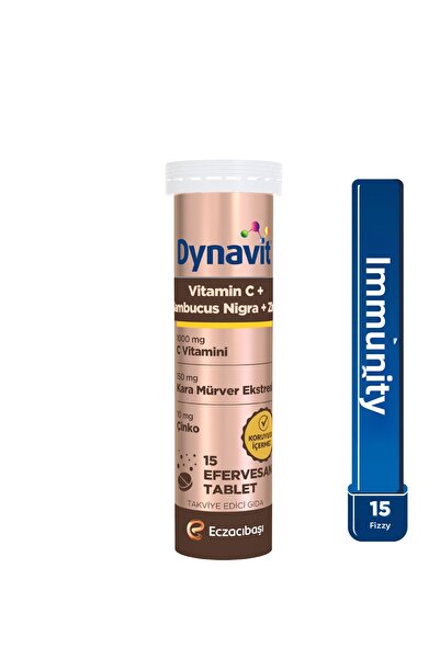 Dynavit فيتامين سي ونبات البلسان والزنك 15 قرص فوار - للمناعة - بنكهة الفواكه المختلطة