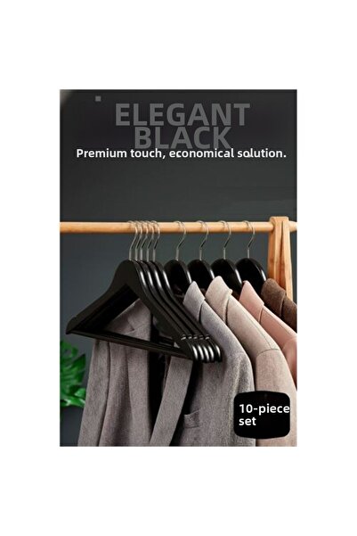 Skygo 10-Piece Luxury Black Clothes Coat Hangers - Ergonomic & Non-Slip Plast...