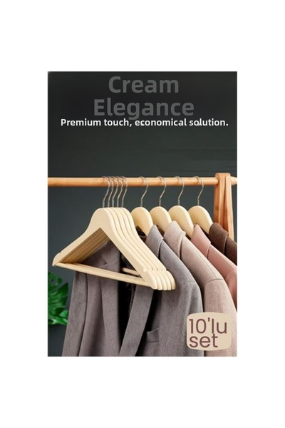 Skygo مجموعة من 10 علاقات ملابس فاخرة بلون الكريم - مجموعة علاقات بلاستيكية م...