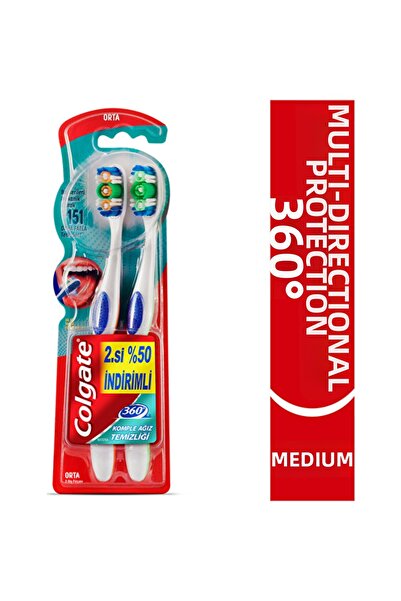 Colgate Toothbrush 360 Complete Oral Cleaning Medium 1+1