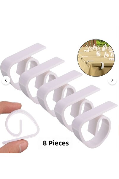 Felyra 8-Piece Tablecloth Holder Springless White Pegs Anti-Slip Holder Stabi...