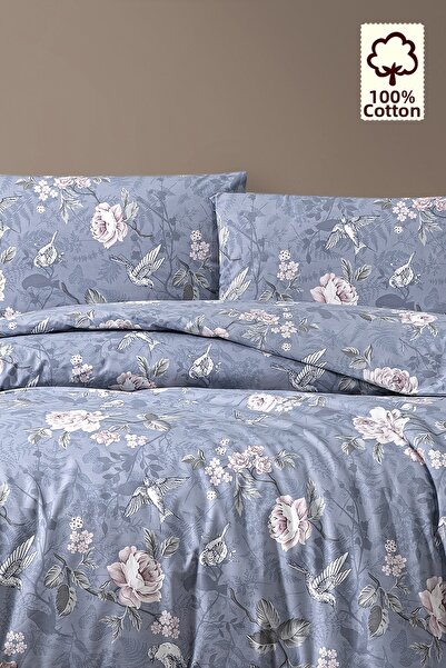CAQQA 100% Cotton Ibiza Indigo Double Duvet Cover Set