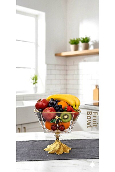 Niyara home Glass Fruit Bowl with Metal Legs