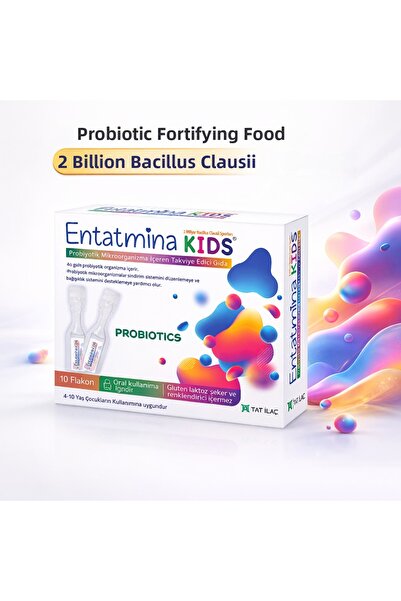 Entatmina kids 10 قوارير من البروبيوتيك تحتوي على 2 بلياردة من جرثومة باسيلوس...